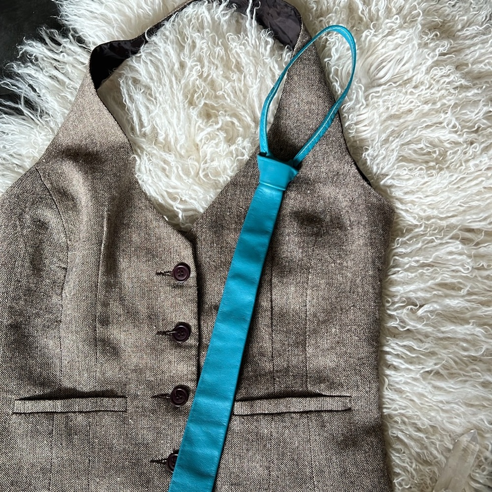 Unisex Handmade Leather Necktie Vintage 80’s